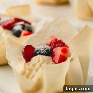 Quick Berry Tartlets: Simple Fresh Fruit Pastry Recipe 11 A mini berry tartlet with a spring roll wrapper.