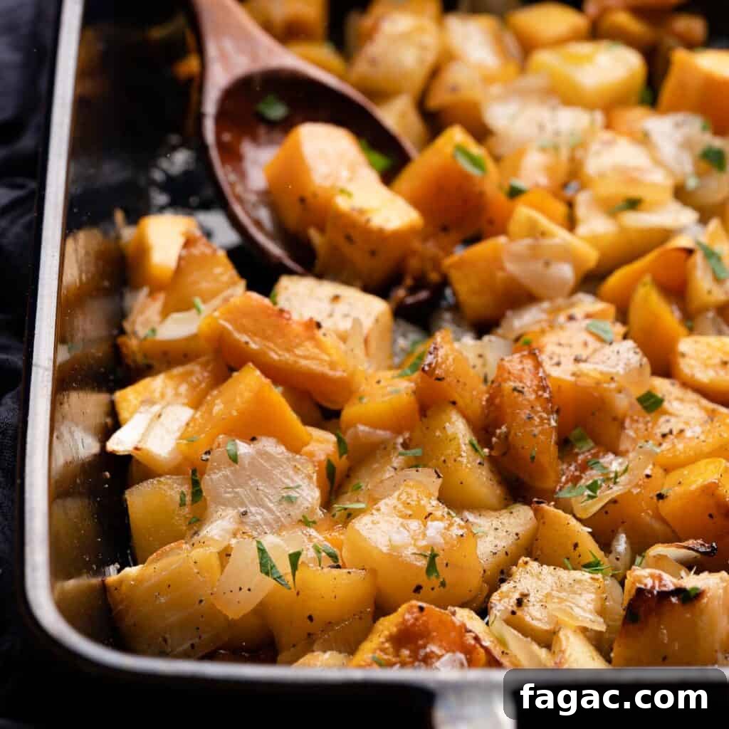 Honey-Glazed Orange Carrots with Citrus Butter Glaze 16 maple glazed squash and apples in pan with spoon