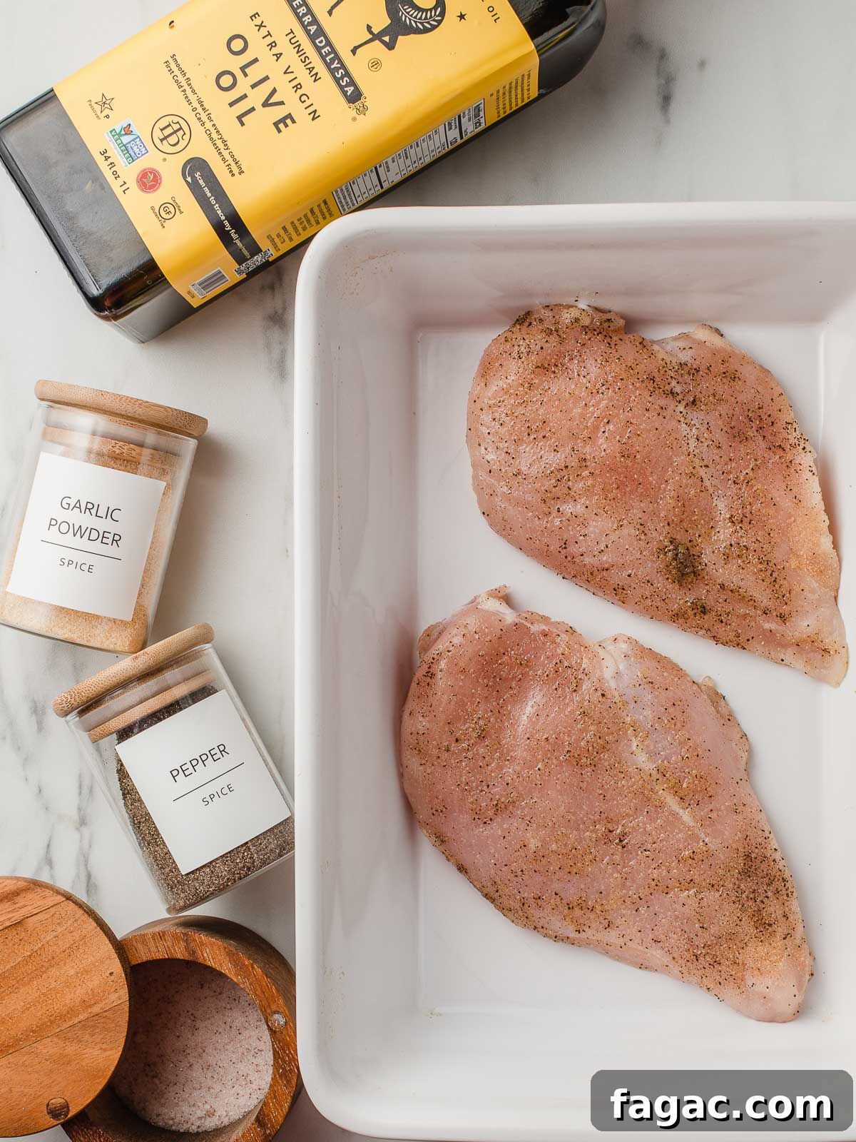 Juicy Oven-Baked Chicken Breasts with Garlic and Herbs 3 Ingredients for baked chicken breast.