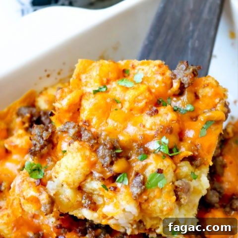 Sausage, Egg and Cheese Tater Tot Casserole