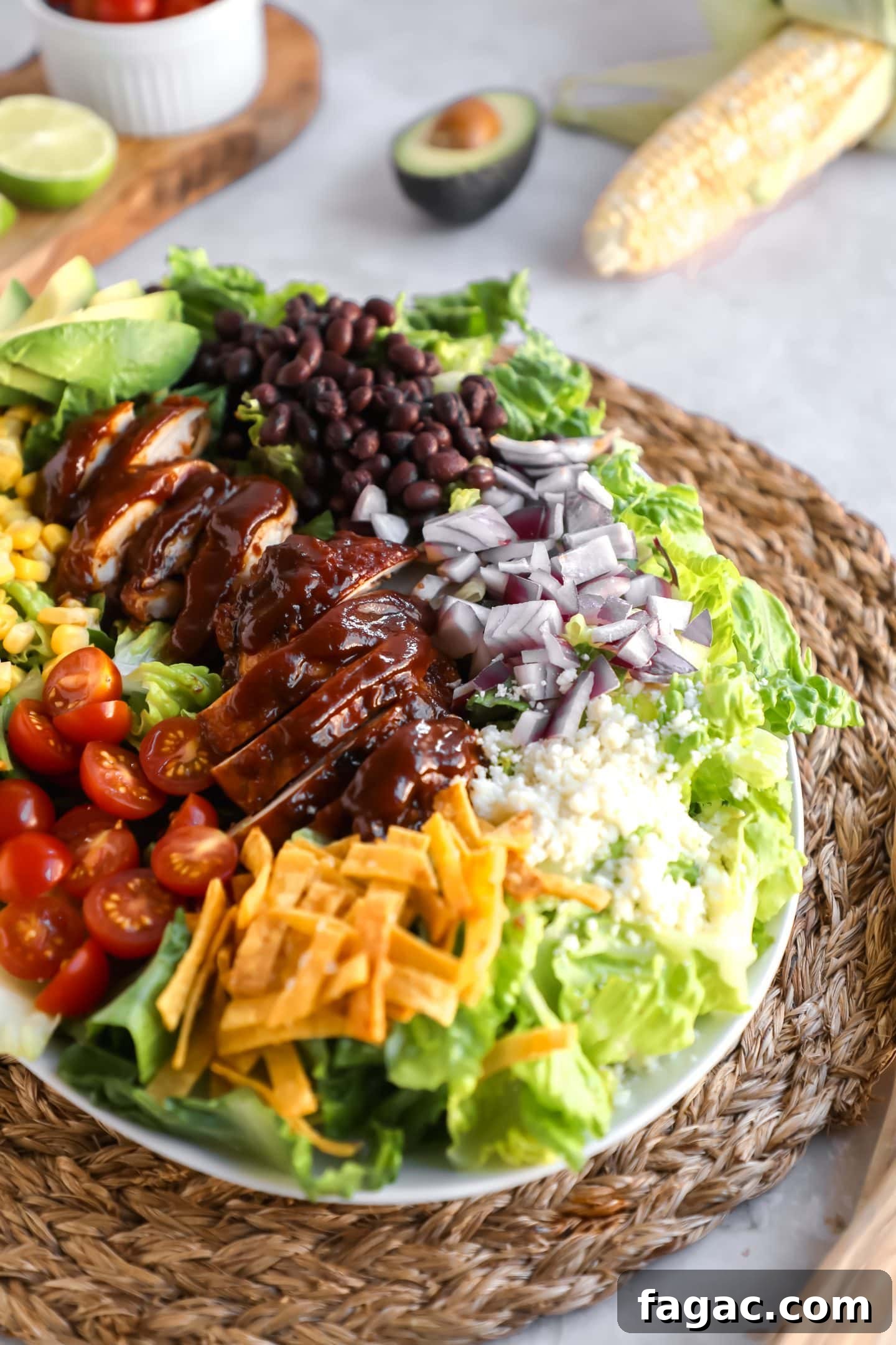 20 Tasty Sides to Serve with Burgers (Healthy Options Included) 18 BBQ Chicken Salad on a plate