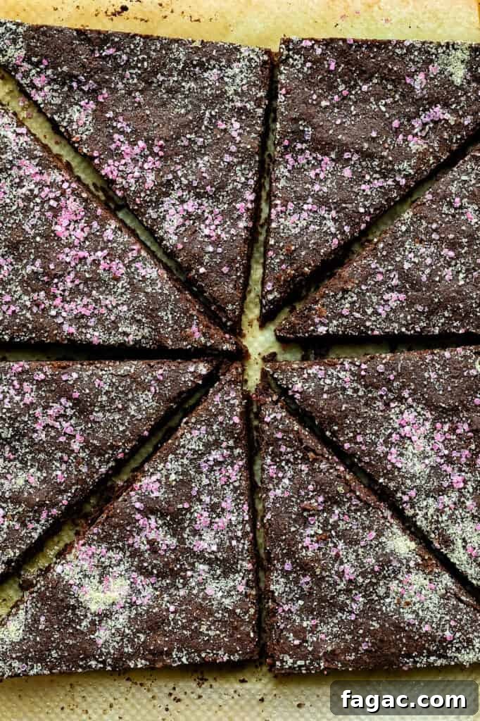 close on sliced chocolate crunch dusted with sugar