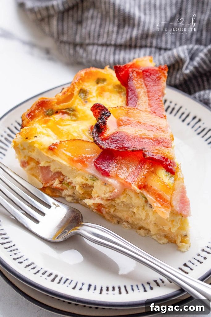 Maple Bacon Breakfast Pie has all of your favorite ingredients - eggs, bacon, cheese, and potatoes, all baked in a pie crust!