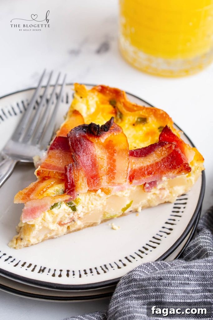 Maple Bacon Breakfast Pie has all of your favorite ingredients - eggs, bacon, cheese, and potatoes, all baked in a pie crust!