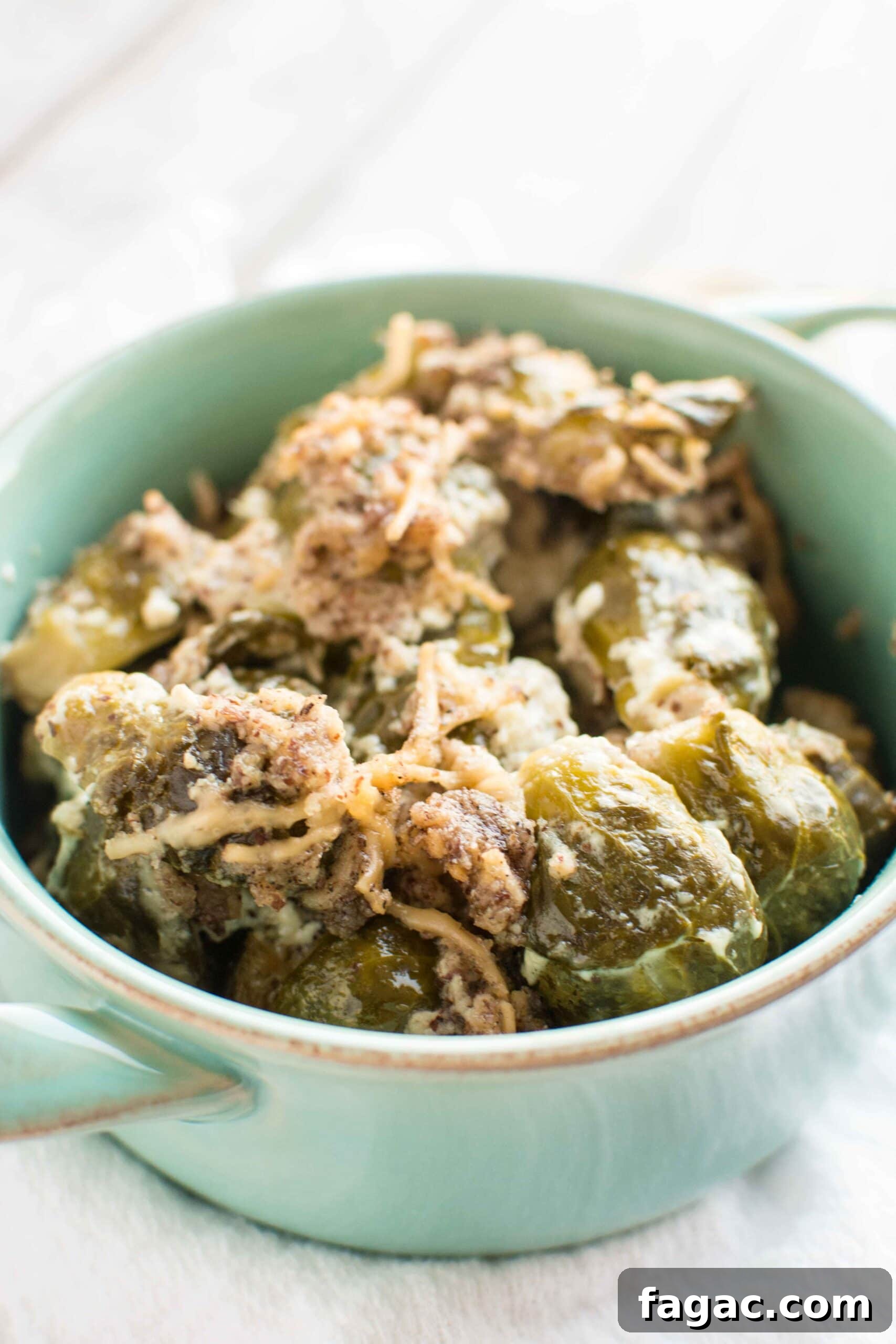 brussels sprouts in green bowl