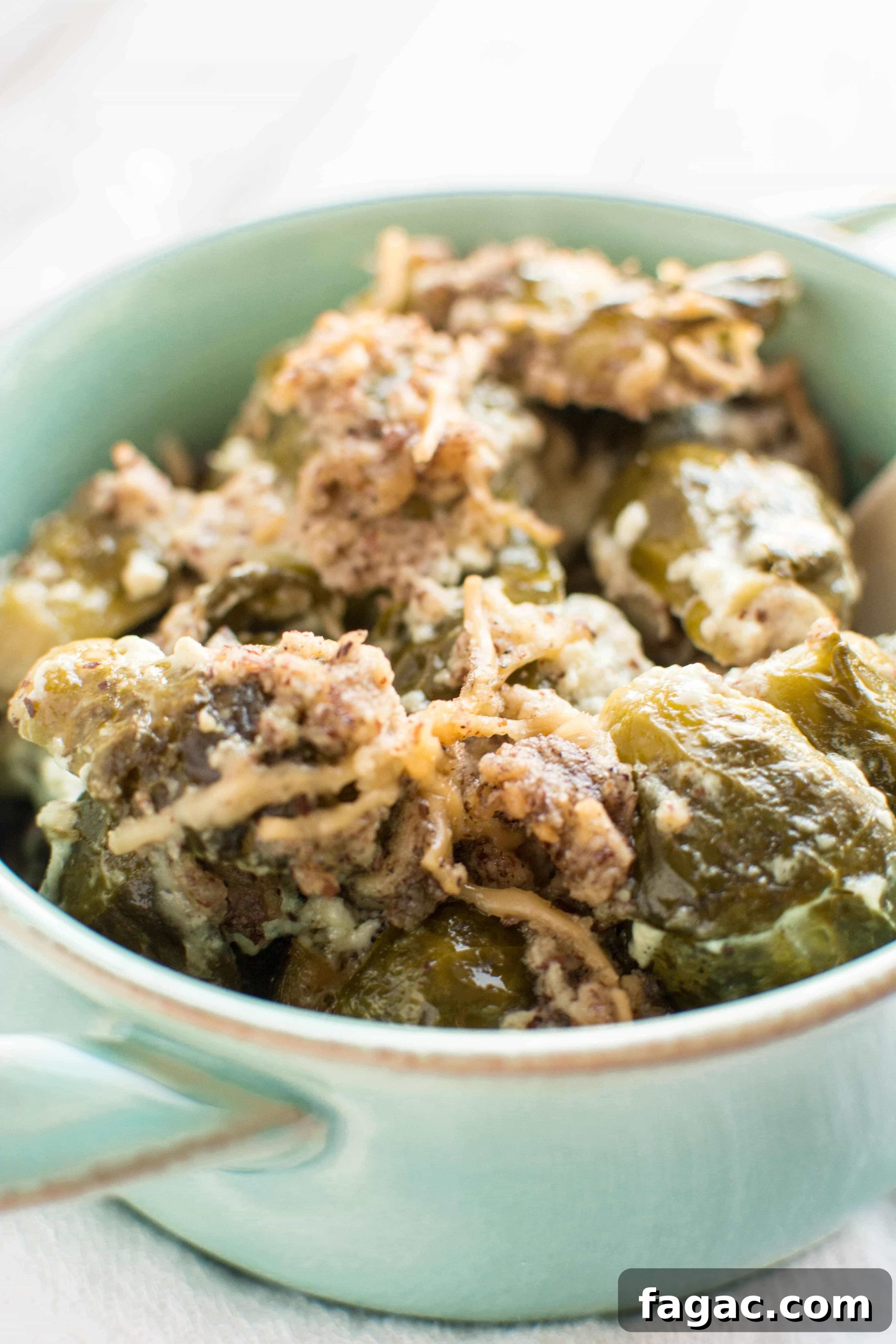 brussels sprouts in green bowl