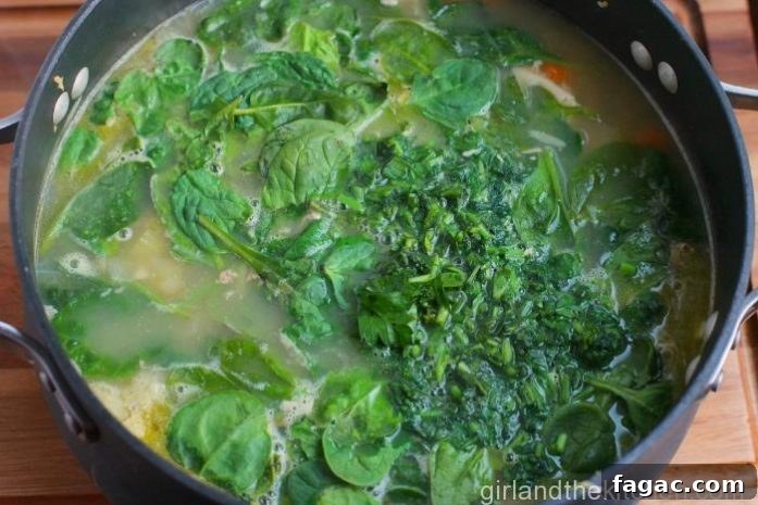 lemon soup with spinach and parsley