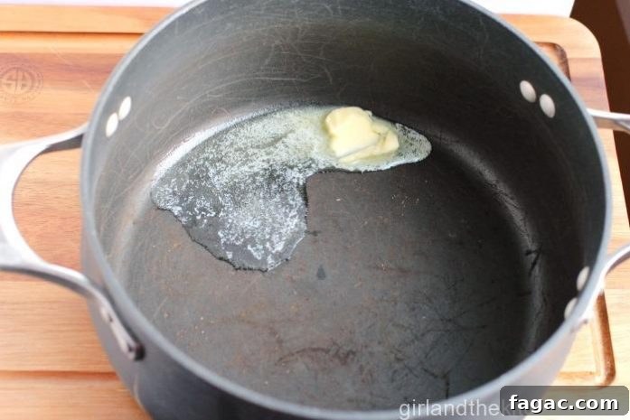 melting butter in a cauldron