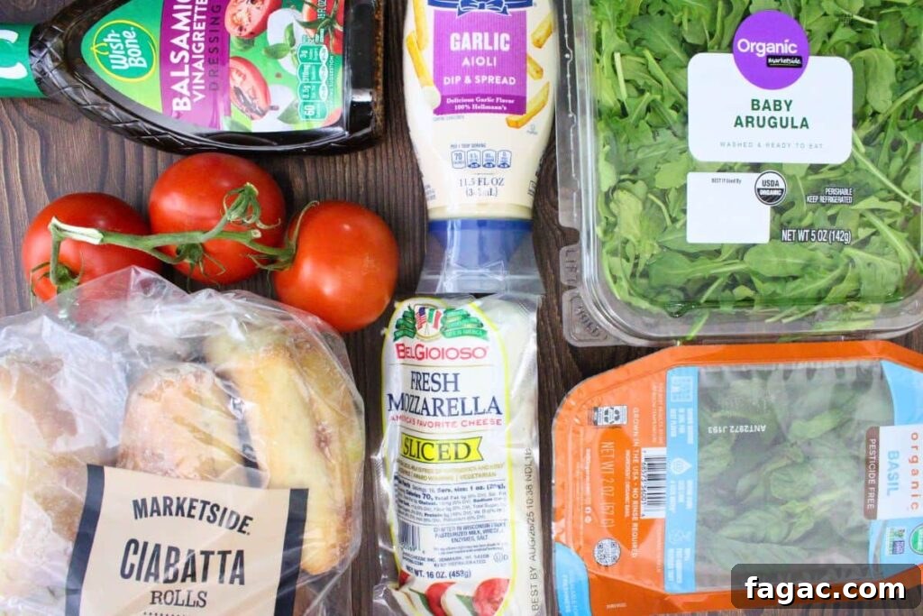 ingredients to make caprese sandwich