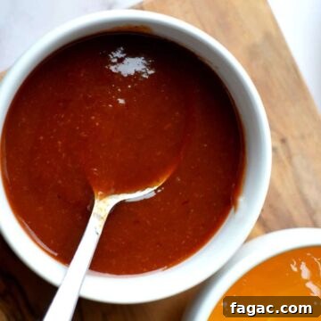 4-Ingredient Peach BBQ Sauce Recipe for Grilling 4 A bowl of peach bbq sauce