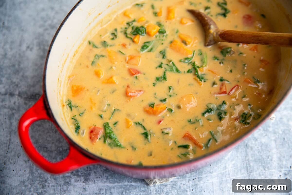 sweet potato stew with peanut butter in a large dutch oven