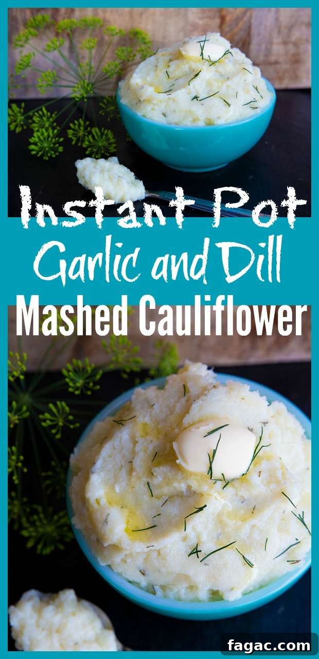 Creamy Garlic and Dill Mashed Cauliflower (Instant Pot) 6 Instant Pot Mashed Cauliflower #garlic #dill #mashed #cauliflower #instantpot #recipe
