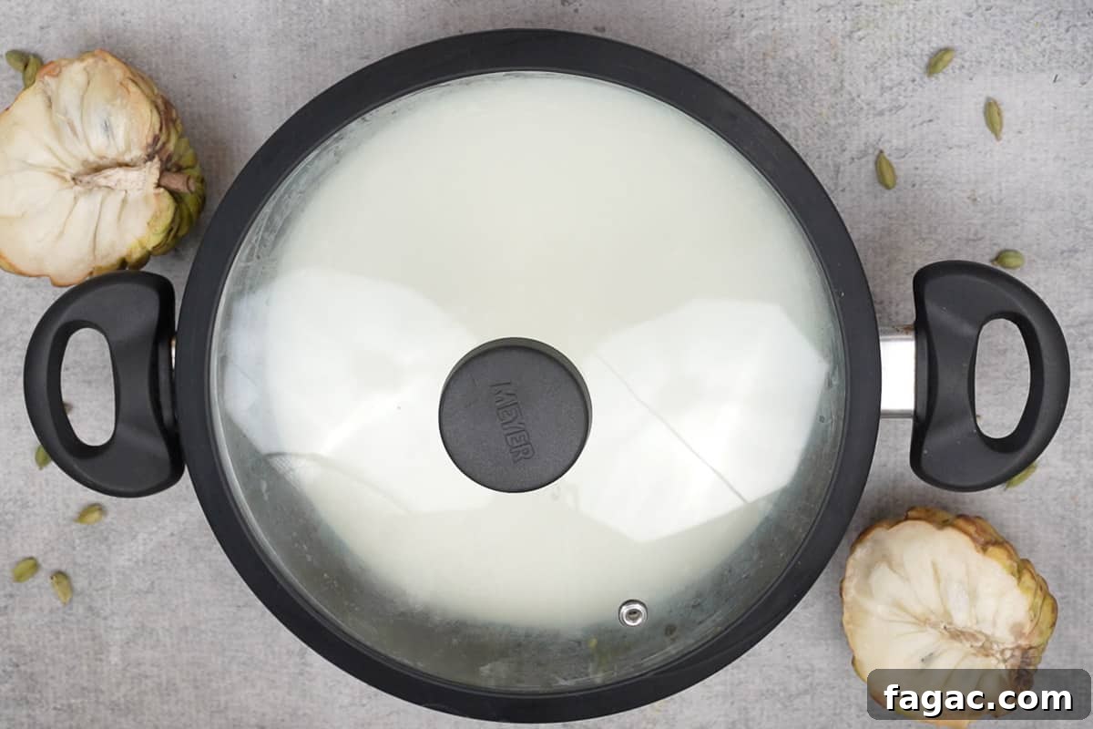 Pan removed from heat and covered with a lid.