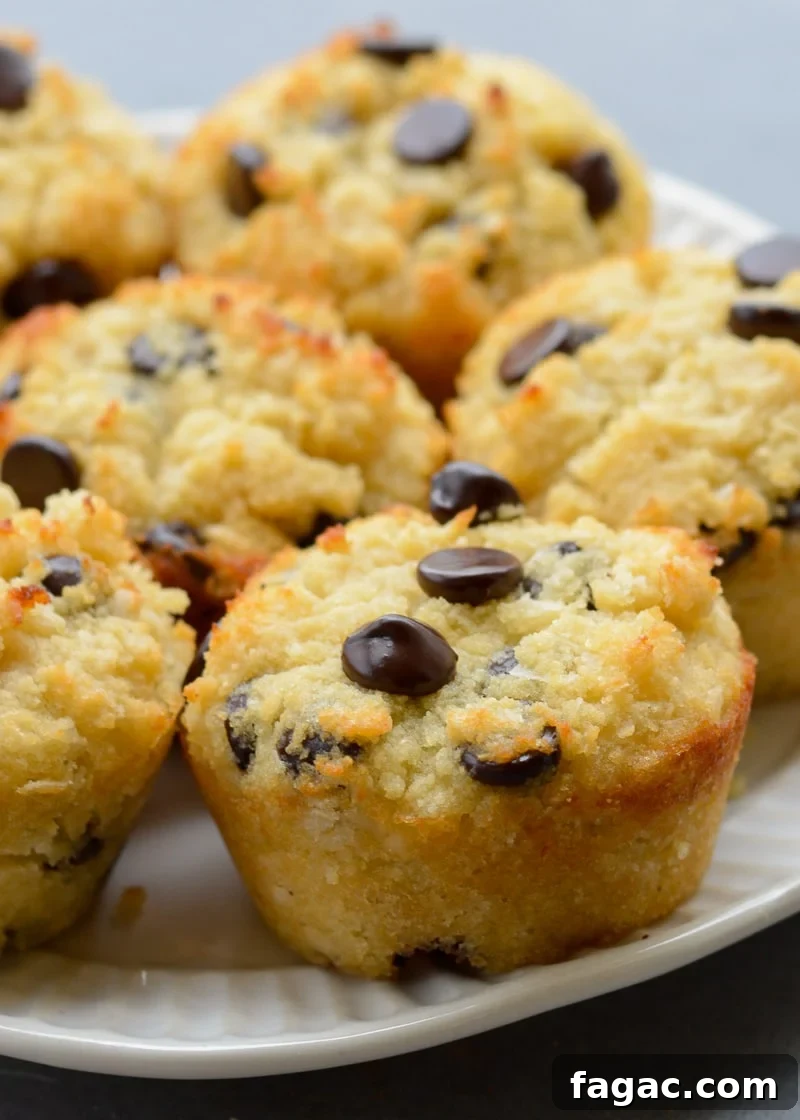 Coconut Flour Muffins: Moist, Low-Carb Recipe for Beginners 3 These are the Best Coconut Flour Muffins, they are soft, fluffy and perfectly buttery! These keto-friendly muffins are packed with chocolate chips and contain less than 5 net carbs each!