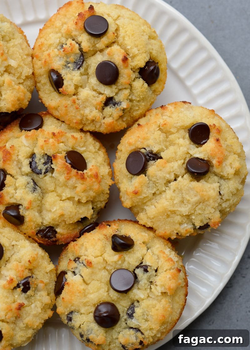 Coconut Flour Muffins: Moist, Low-Carb Recipe for Beginners 4 These are the Best Coconut Flour Muffins, they are soft, fluffy and perfectly buttery! These keto-friendly muffins are packed with chocolate chips and contain less than 5 net carbs each!