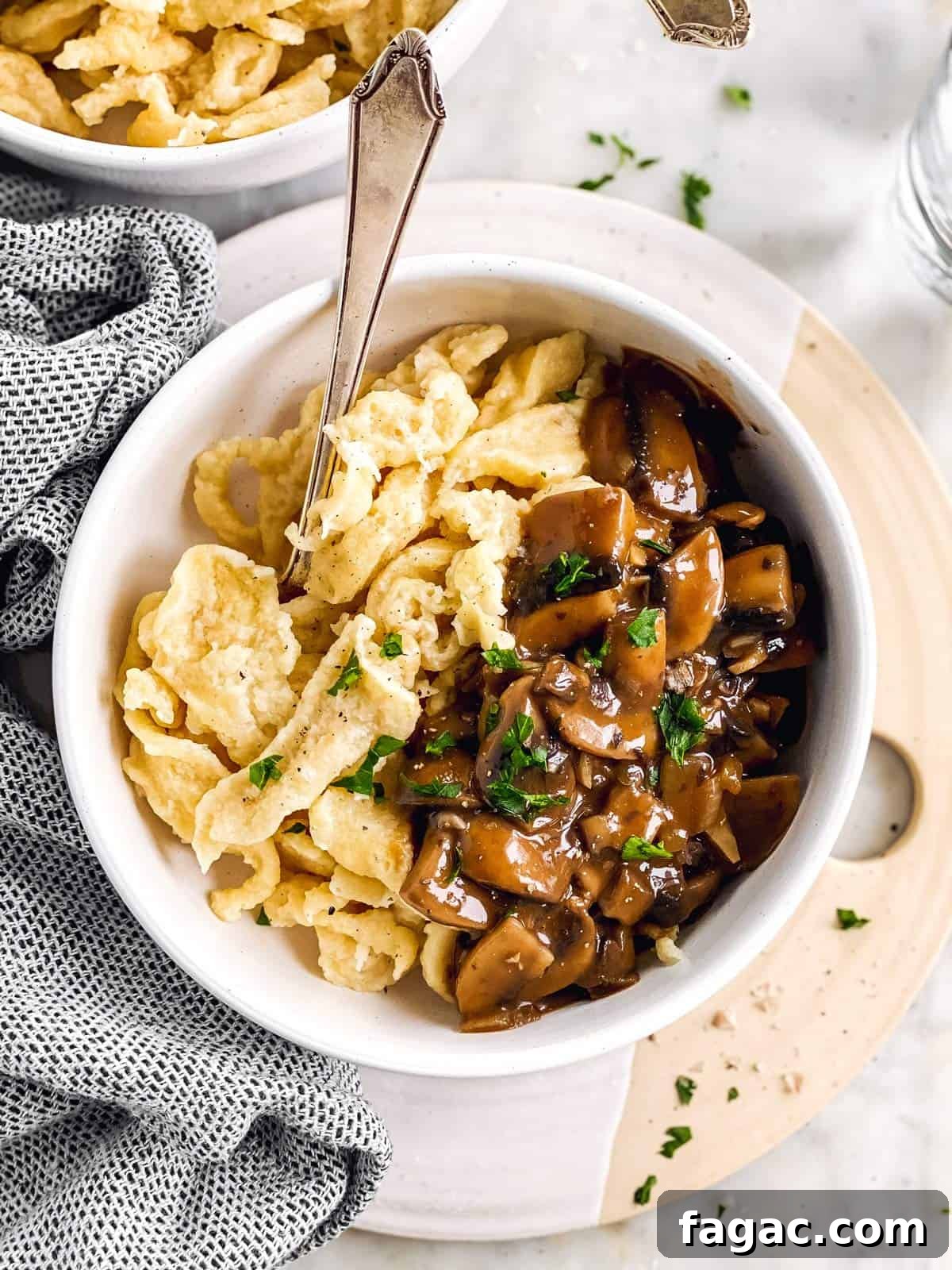 German Spätzle with Mushroom Gravy