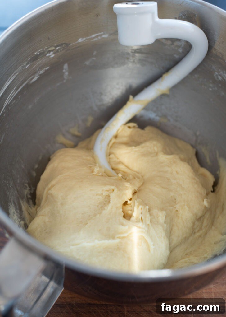 Korean Kkwabaegi Twisted Donuts Recipe: Soft Cinnamon Treats 8 Kkwabaegi dough being kneaded in a stand mixer until smooth and elastic