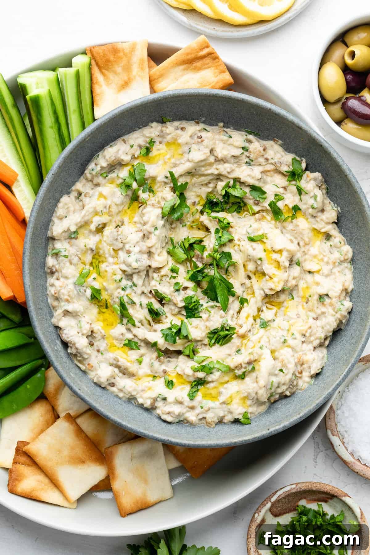 Smoky Roasted Eggplant Dip Recipe for Parties and Dips 3 whipped eggplant dip
