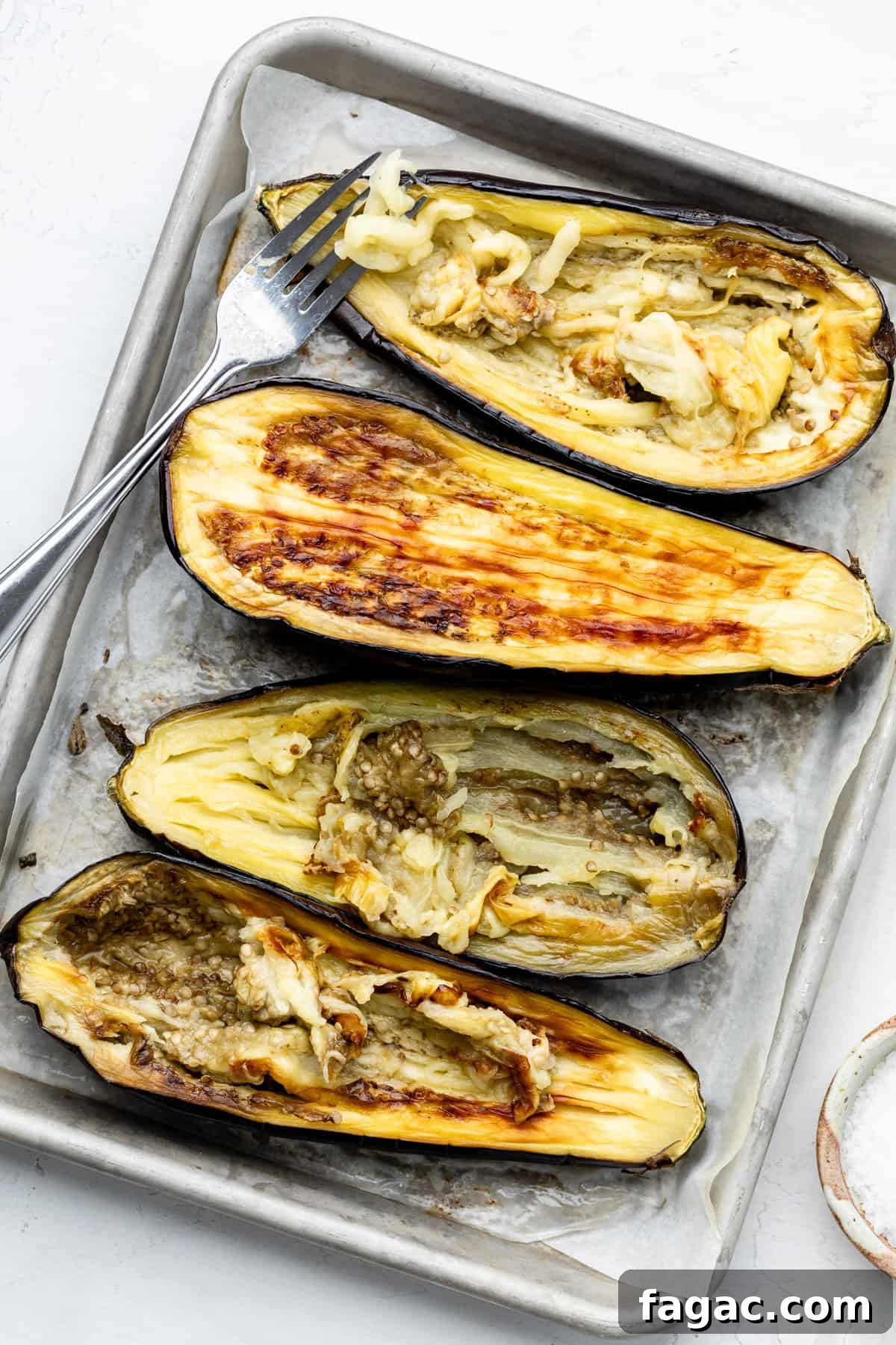 Smoky Roasted Eggplant Dip Recipe for Parties and Dips 5 eggplants on baking sheet