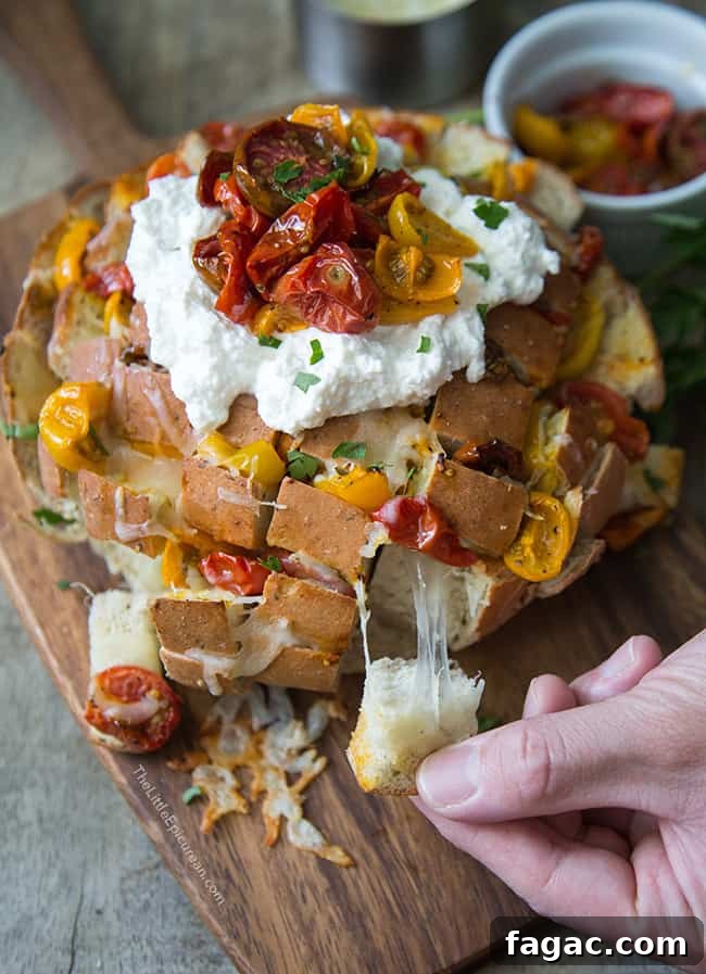 Tomato Ricotta Pull-Apart Bread Recipe for Sharing 3 Roasted Tomato and Ricotta Pull Apart Bread | The Little Epicurean