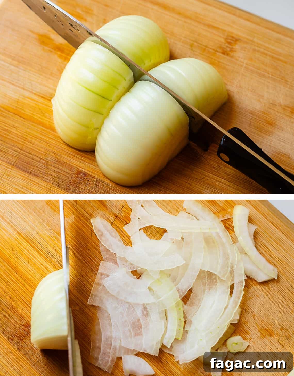 Aunt Joy’s Creamy Cucumber Salad Recipe for Summer Sides 10 Slicing onions along its height and then width to get very thin cuts.
