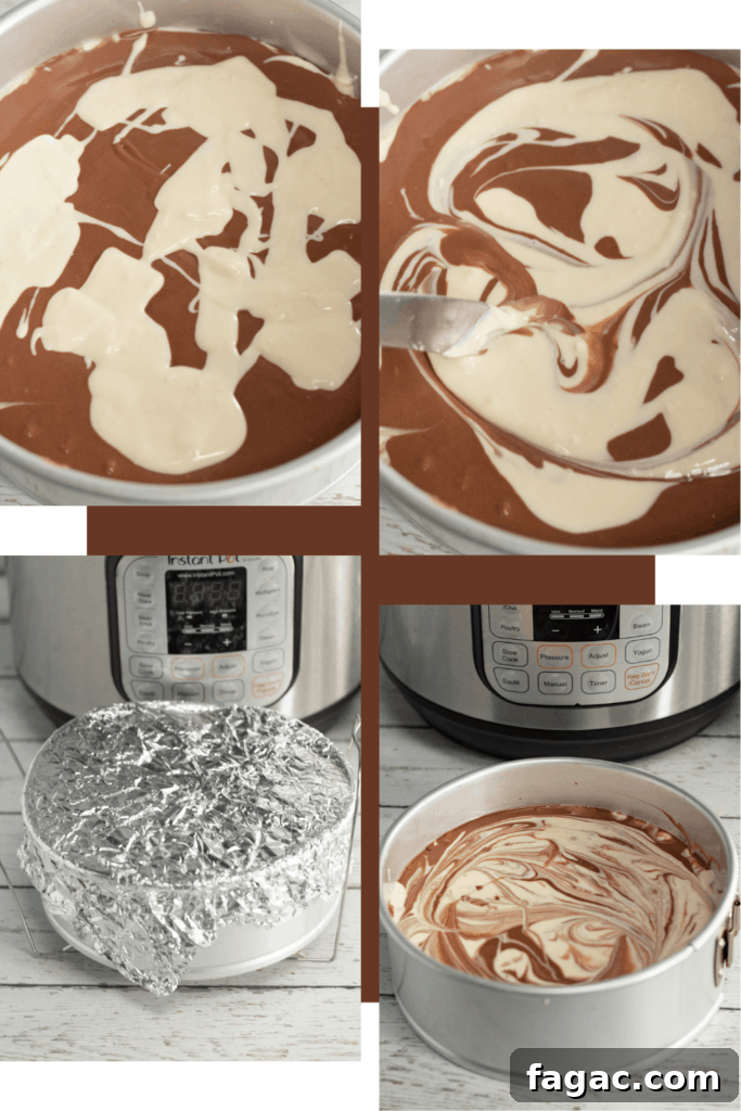 Instant Pot Hot Cocoa Cheesecake Recipe 6 cooking the cheesecake in the Instant Pot