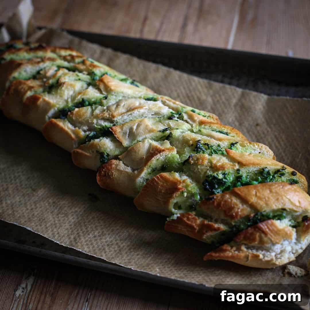 Crispy Wild Garlic Bread Recipe for Spring Gatherings 11 Golden brown wild garlic butter baguette