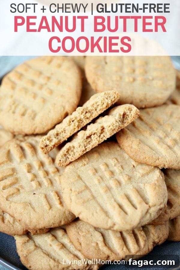 Chewy Gluten-Free Peanut Butter Cookies Recipe 2 soft + chewy, gluten-free peanut butter cookies pin