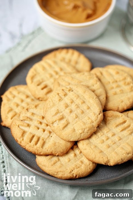 Chewy Gluten-Free Peanut Butter Cookies Recipe 3 Plate of gluten free peanut butter cookies