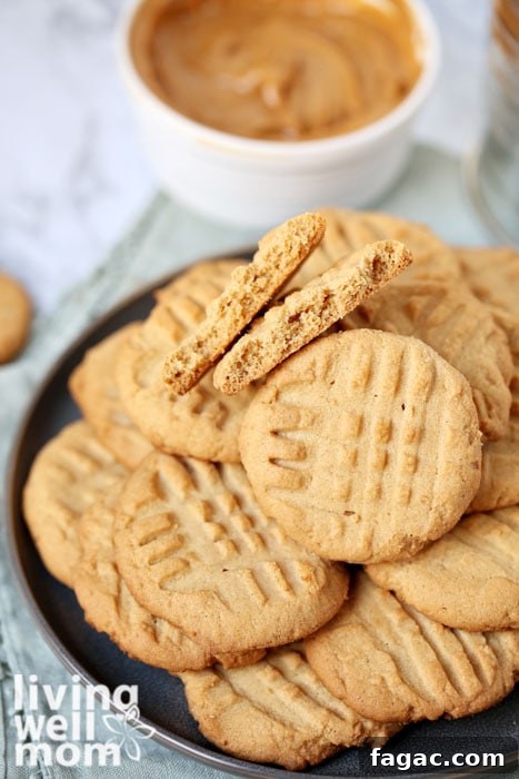 Chewy Gluten-Free Peanut Butter Cookies Recipe 4 stack of gf peanut butter cookies