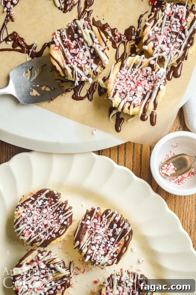 Mini Cookie Peppermint Cheescakes above