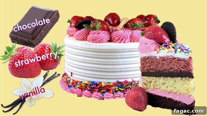 Neapolitan Layer Cake Recipe: Classic Strawberry, Vanilla & Chocolate 4 neapolitan cake