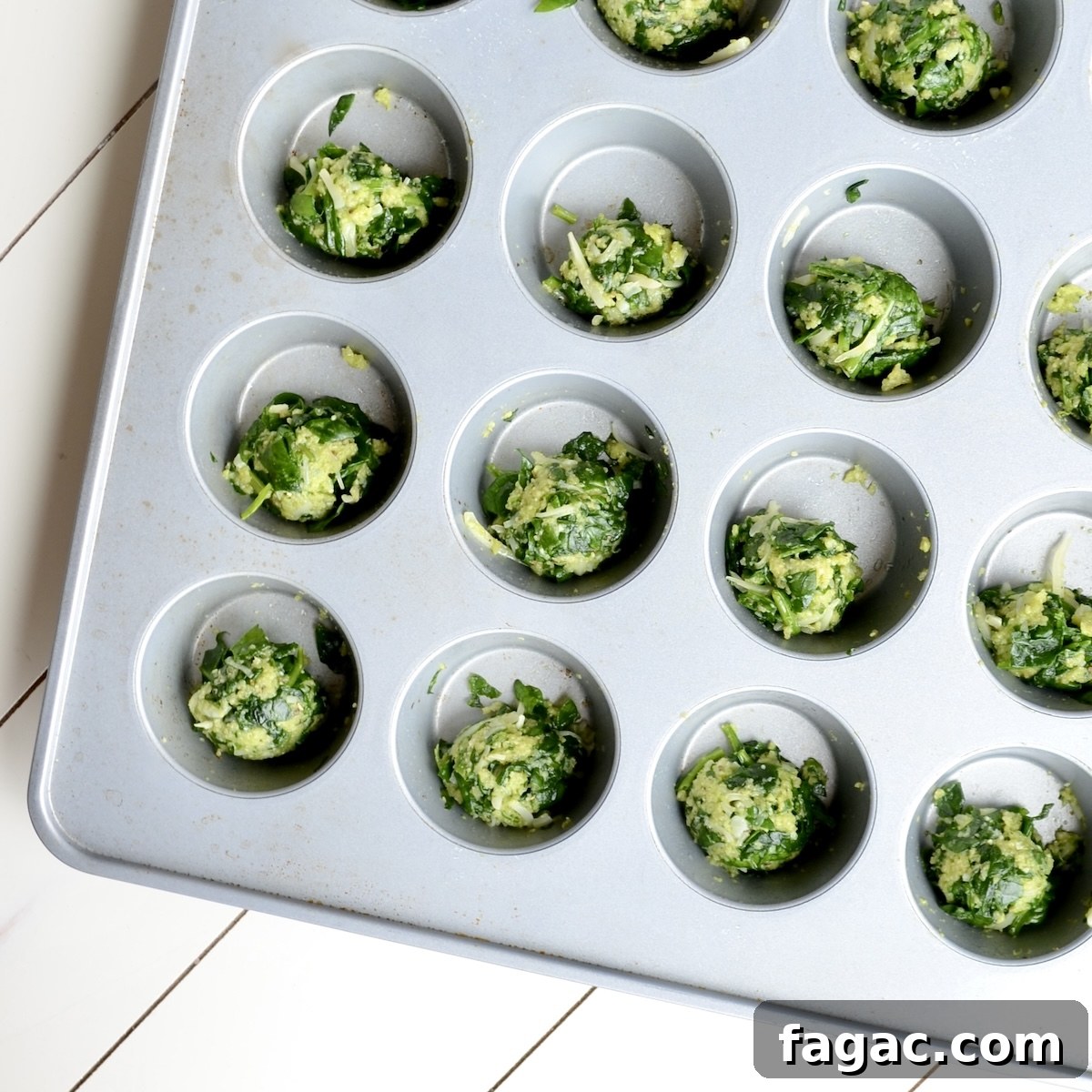 Spinach Balls Recipe with WW Points and Nutrition Info 4 Spinach balls before baking
