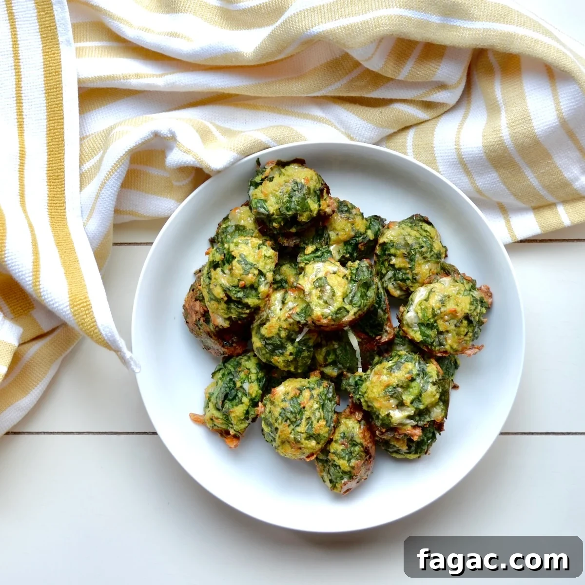 Spinach Balls Recipe with WW Points and Nutrition Info 5 spinach balls in a bowl