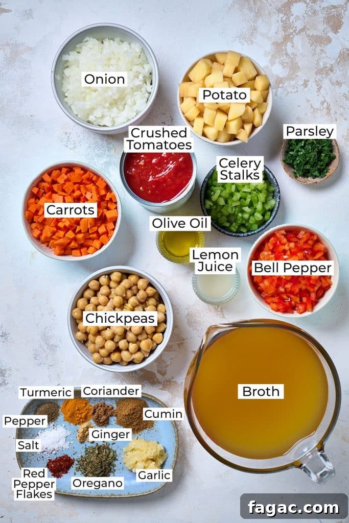 Mediterranean Chickpea Soup with Herbs and Lemon 3 Ingredients needed to make a large pot of chickpea soup