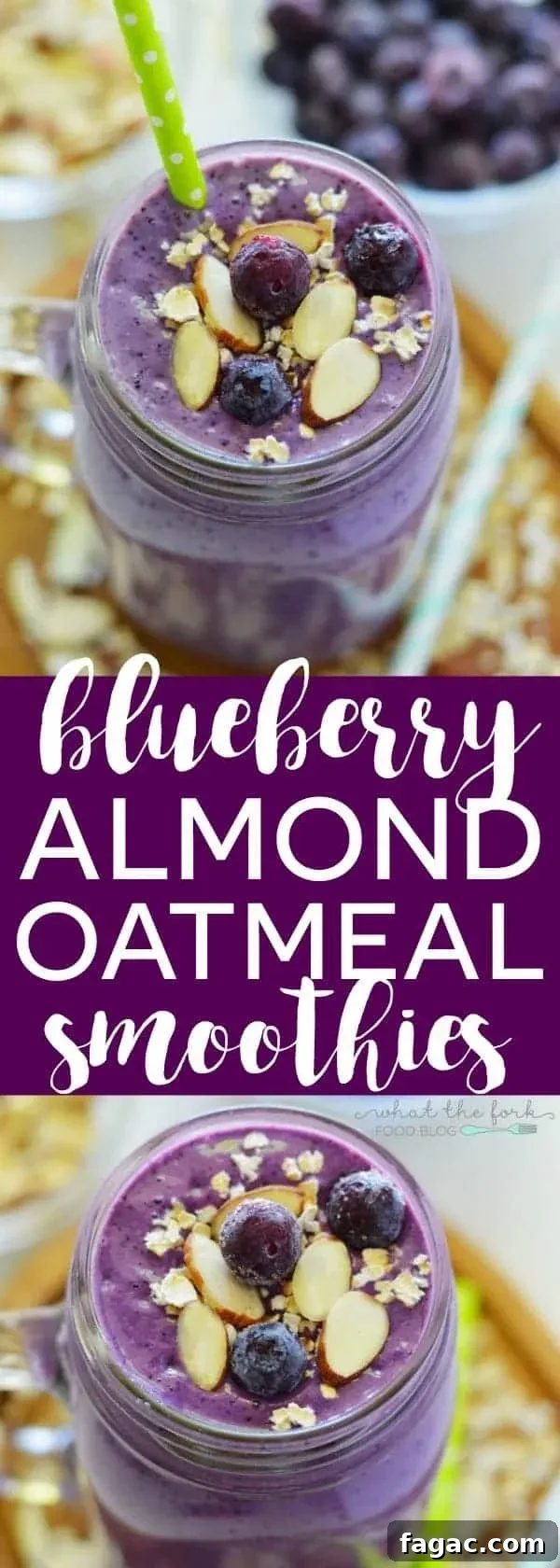 Blueberry Almond Oatmeal Smoothies collage