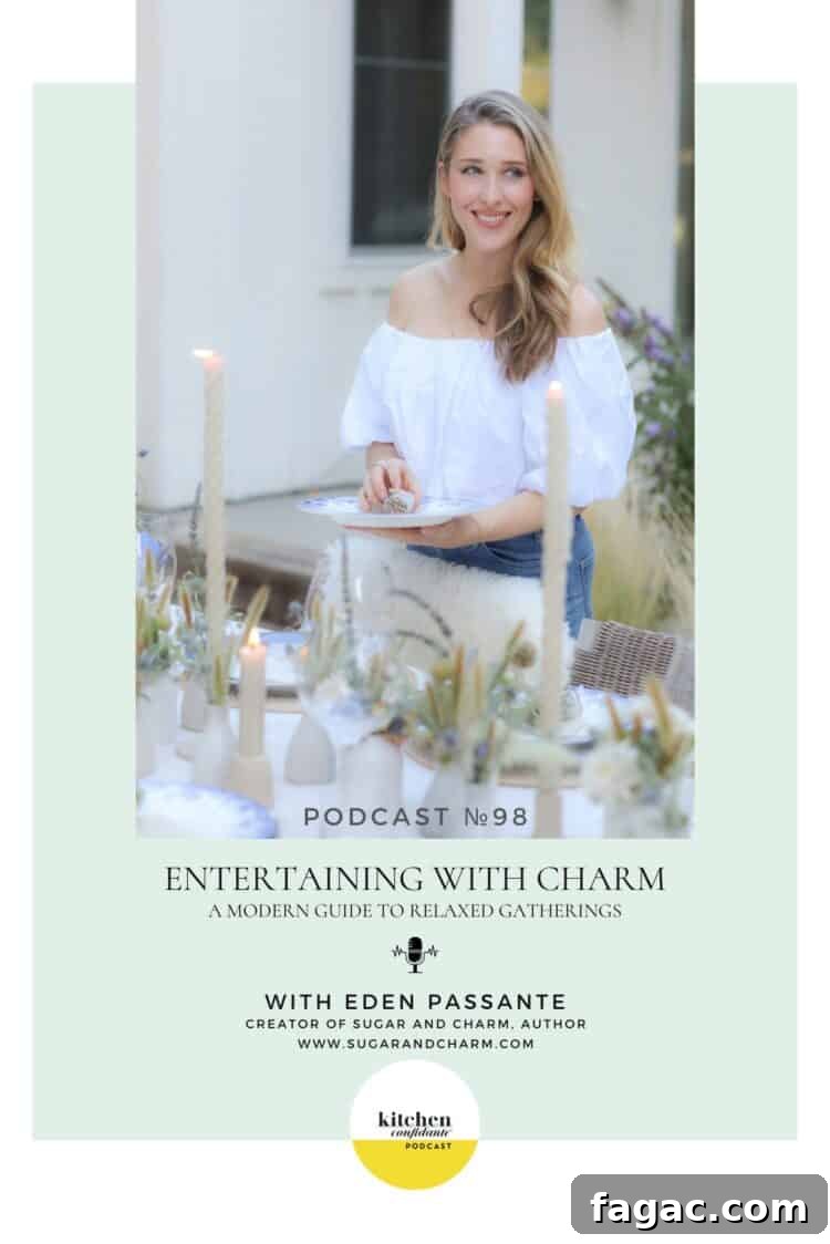 In episode 98 of the Kitchen Confidante Podcast, Liren chats with Eden Passante of the beautiful and wildly popular lifestyle and food blog, Sugar and Charm. They chat about secrets to stress-free entertaining, hosting on budget, creating a charming vibe, and more!