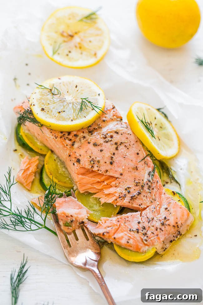 Lemon Dill Salmon with Vegetables in Parchment