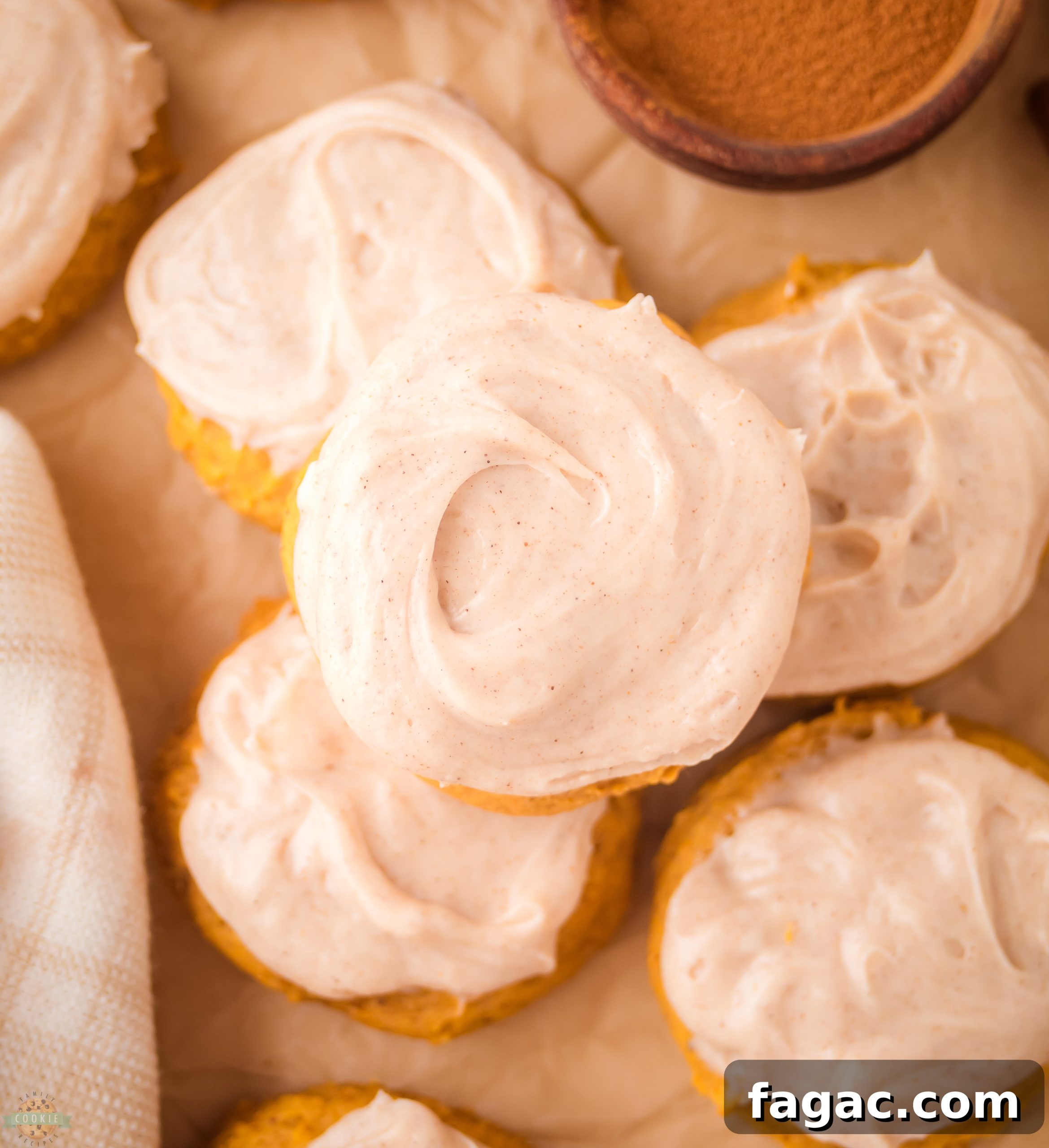 Frosted Pumpkin Cookies Recipe with Cream Cheese Icing 4 pile of frosted pumpkin cookies