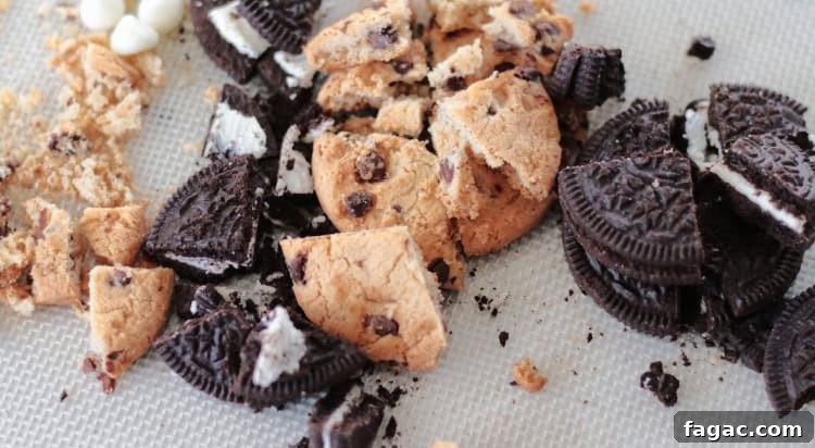 Blue Cookie Monster Cookies Recipe with Video Tutorial 6 chopped chips a hoy and oreo cookies