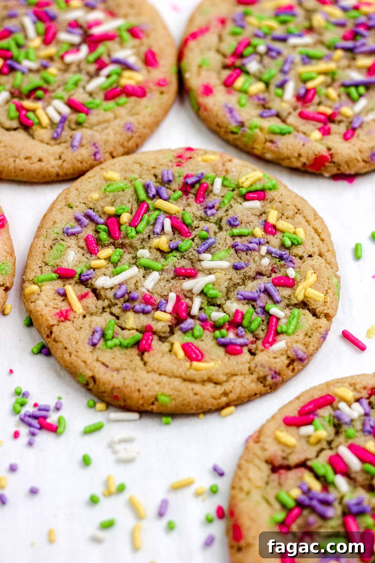 Sprinkle sugar cookies on a parchment paper lined baking sheet.