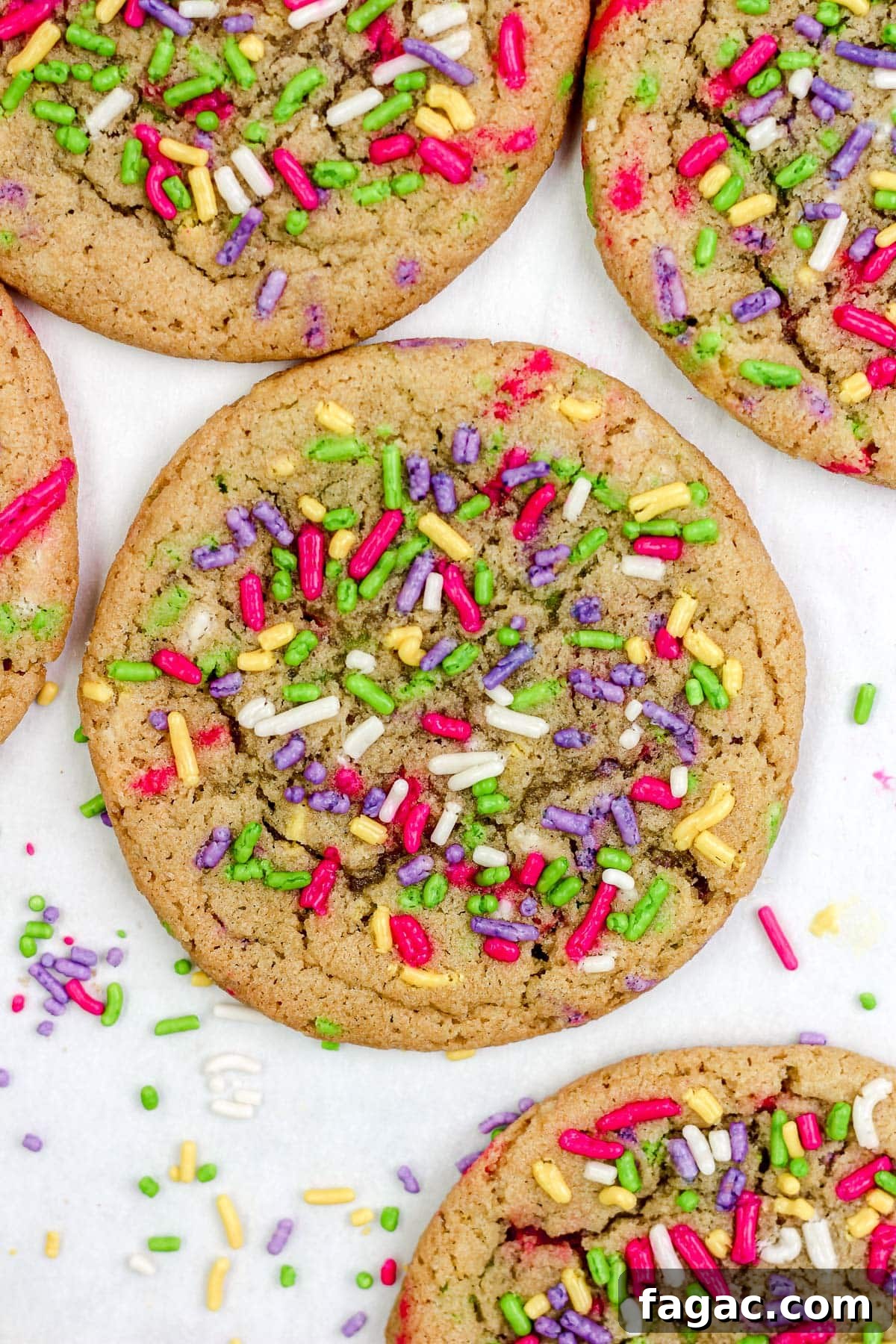 Sprinkle sugar cookies on a parchment paper lined baking sheet.
