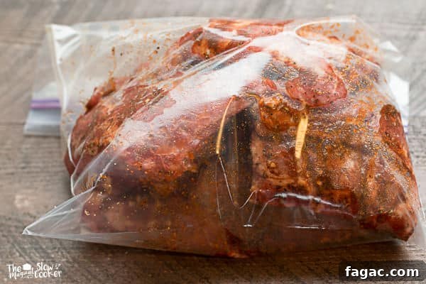 Cajun Slow Cooker Louisiana Ribs Recipe 4 Ribs with rub on them in a ziplock bag