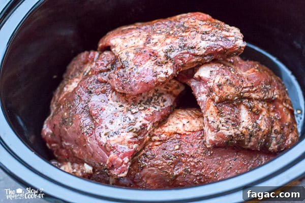Cajun Slow Cooker Louisiana Ribs Recipe 5 Raw baby back ribs in slow cooker