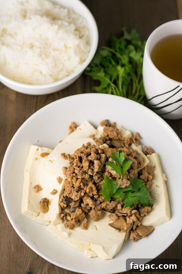 Steamed Tofu with Pork and Mushrooms