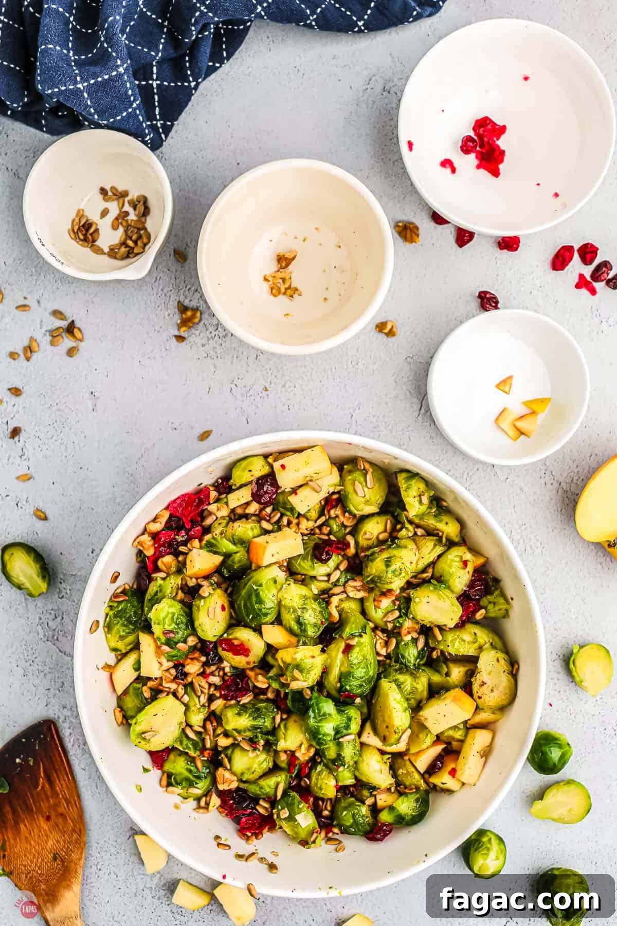 Shaved Brussels Sprouts and Cranberry Salad with Toasted Almonds 7 bowl of brussels sprouts salad