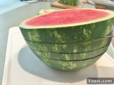 How to Cut a Watermelon: With the Rind and Without It 16 cube cut slices rind on - watermarked