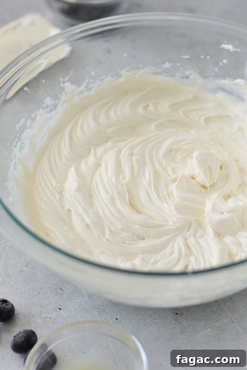 Low-Carb Blueberry Fluff Dessert Recipe 10 Whipping the cream cheese mixture