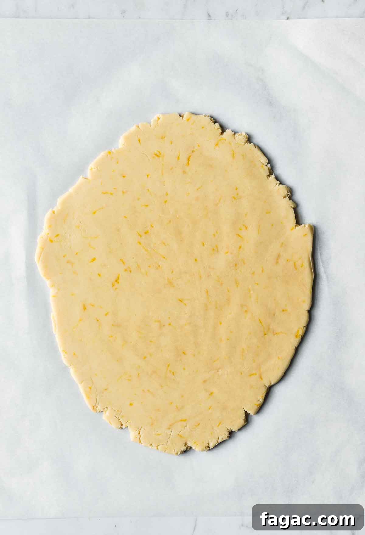 Rolled out dough for shortbread cookies.