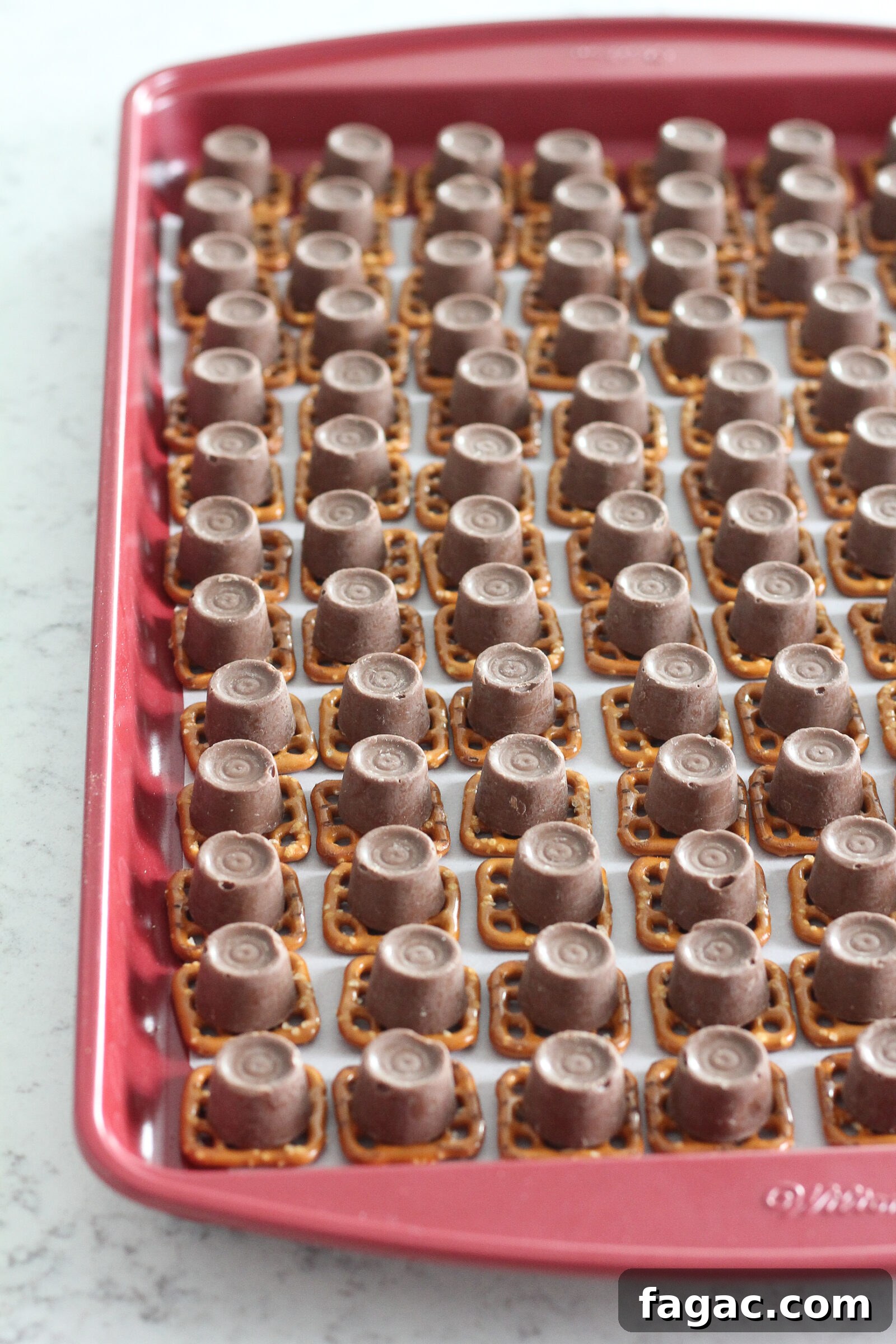 Rolos melting on pretzels